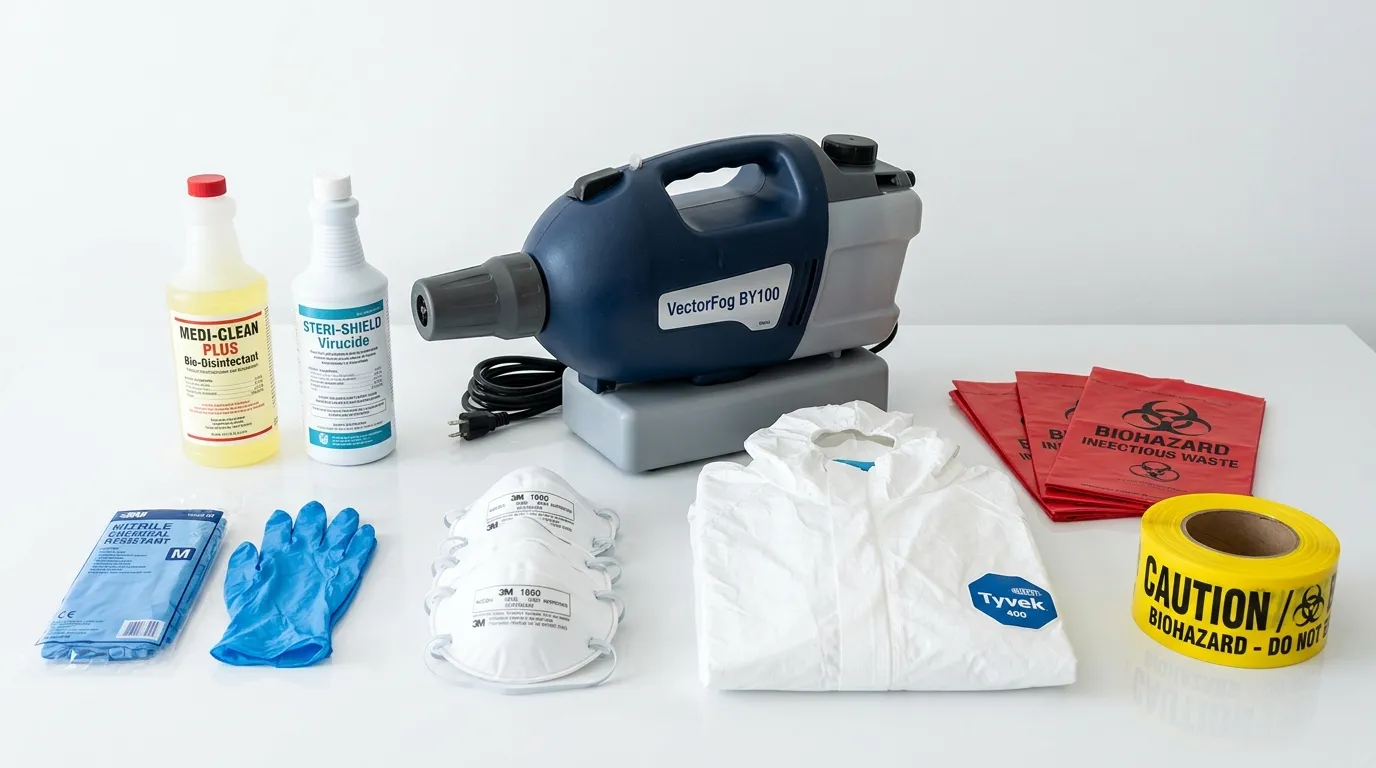 Professional biohazard remediation crew working in Back Bay